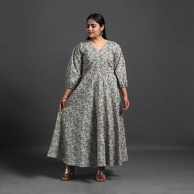 Buy Blue Flared Cotton Jaipur Print Dress