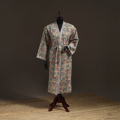 Sanganeri Hand Block Print Waffle Weave Cotton Bath Robe 32
