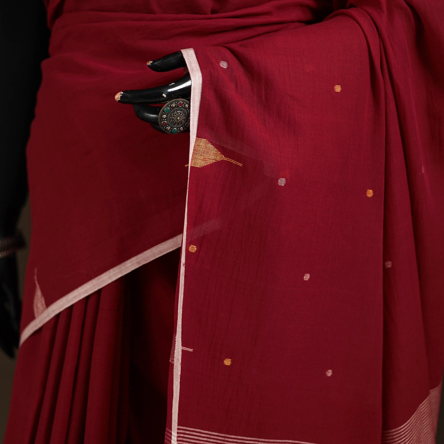 Phulia Jamdani Pure Handloom Cotton Saree with Tassels (Count 92/40) 42
