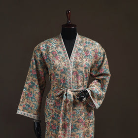 Sanganeri Hand Block Print Waffle Weave Cotton Bath Robe 32