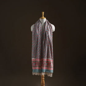 Floral Sanganeri Print Pure Merino Wool Handwoven Shawl 60