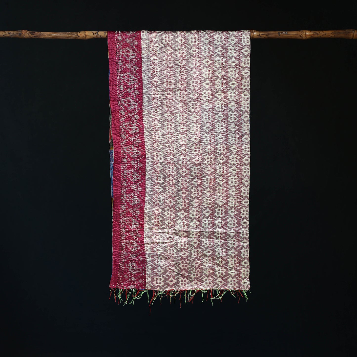 Bengal Kantha Handwork Patchwork Reversible Silk Stole 277