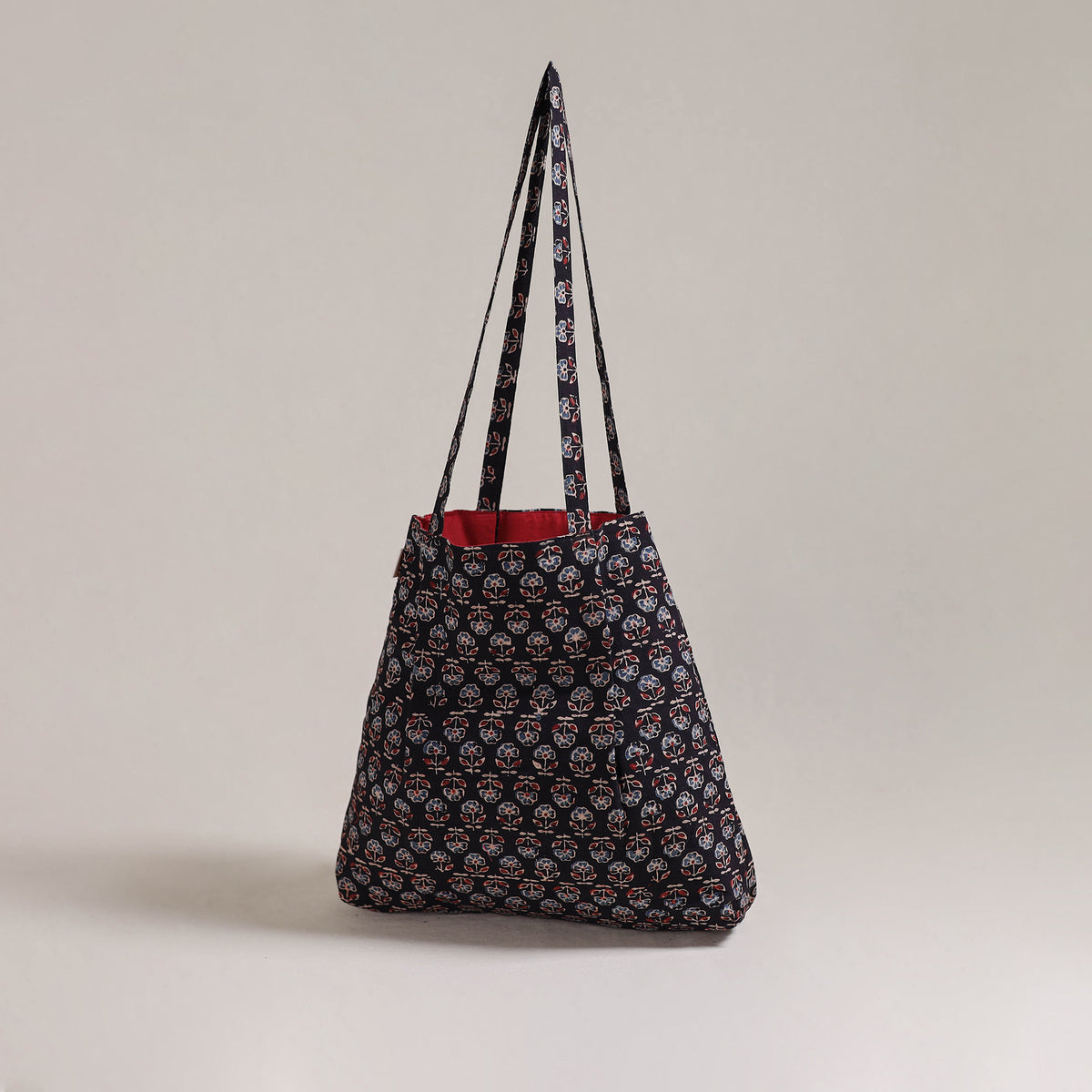 Black - Eco-Friendly Handmade Cotton Jhola Tote Bag 27