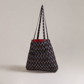 Black - Eco-Friendly Handmade Cotton Jhola Tote Bag 27