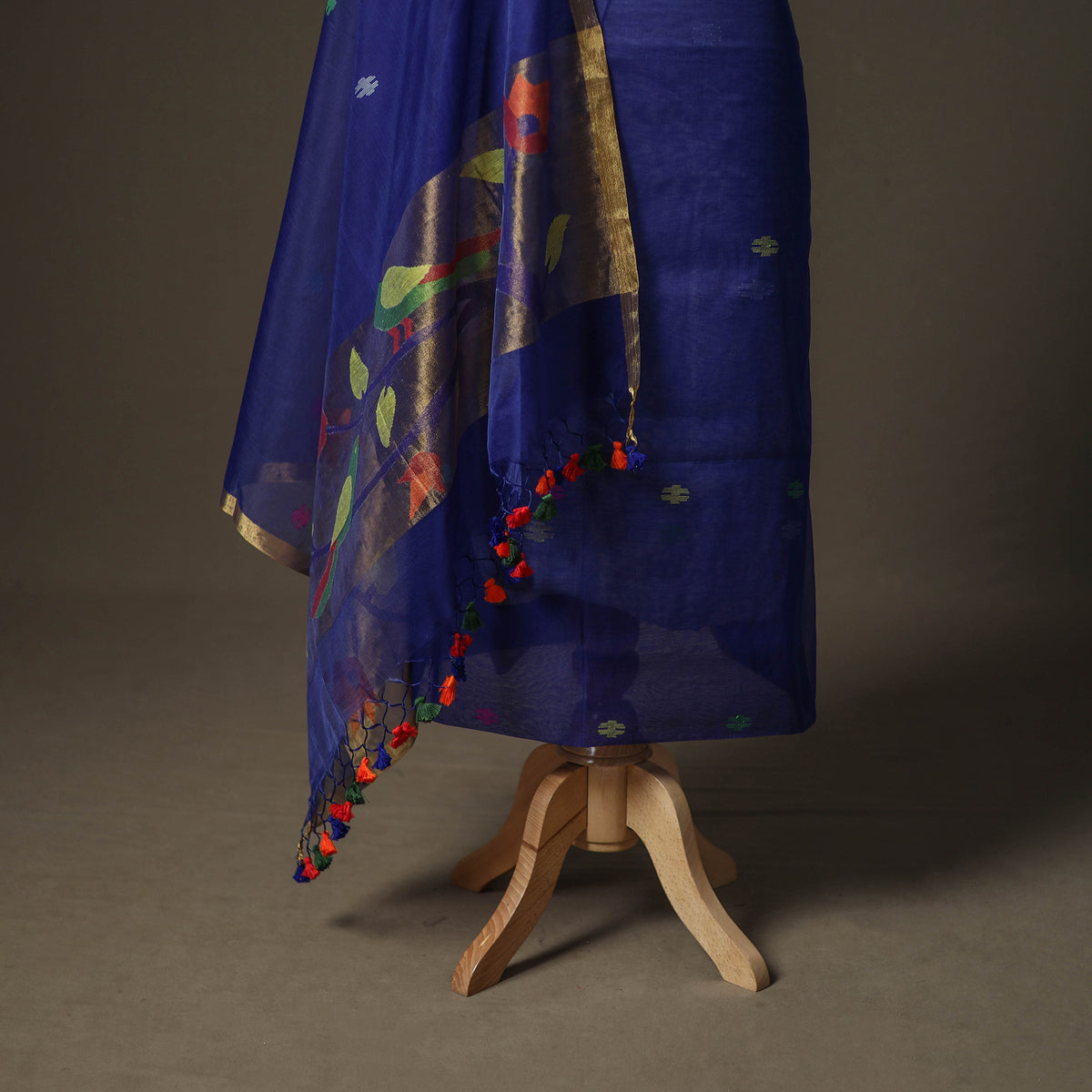 Blue - jamdani pure handloom muslin unstitched dress
