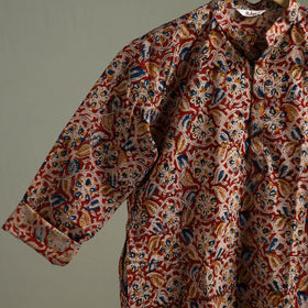 Hand Block Print Natural Dyed Cotton Long Kalamkari Kurta for Men 16