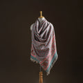 Floral Sanganeri Print Pure Merino Wool Handwoven Shawl 60