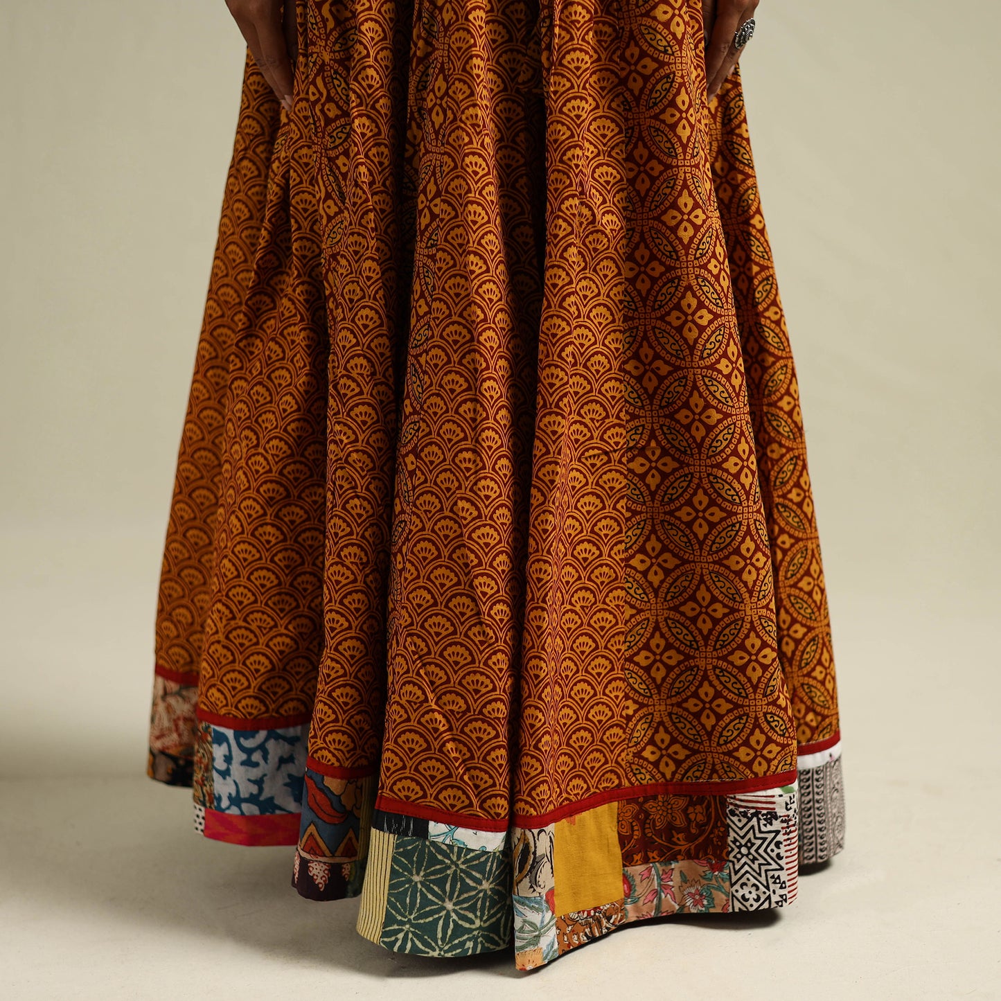 Bagh Hand Block Print 24 Kali Patchwork Cotton Long Skirt 23