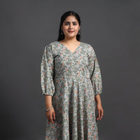 Blue - Flared Cotton Jaipur Print Dress 15