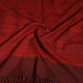 Handwoven Merino Wool Natural Dyed Bagh Hand Block Print Stole 18