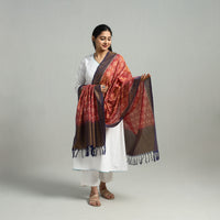 Brown - Handloom Mercerized Cotton Pochampally Ikat Dupatta 04