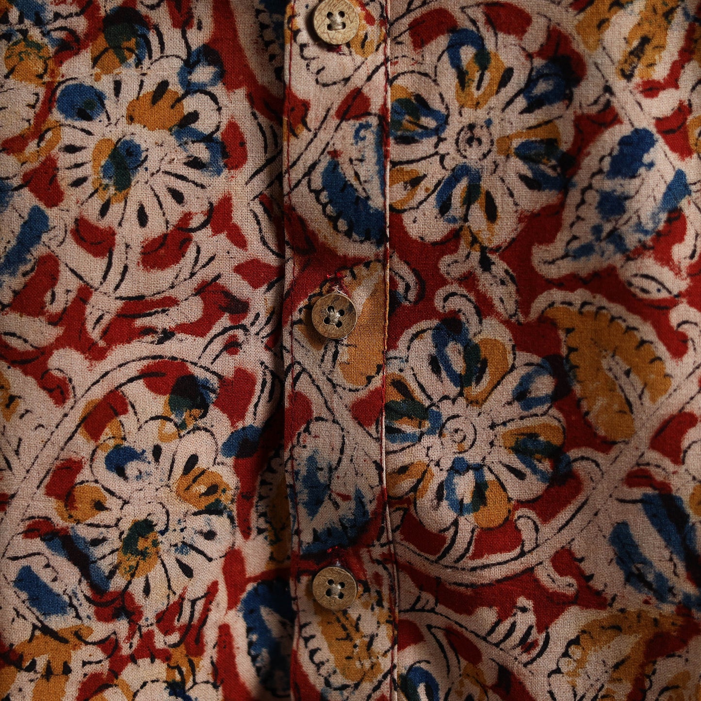 Hand Block Print Natural Dyed Cotton Long Kalamkari Kurta for Men 16