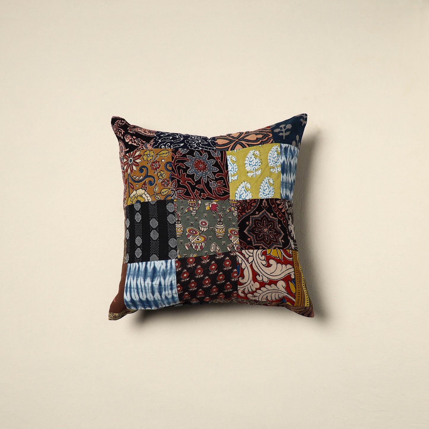 Multicolor Handcrafted Cotton Patchwork Cushion Cover