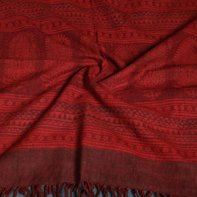 Handwoven Merino Wool Natural Dyed Bagh Hand Block Print Stole 19