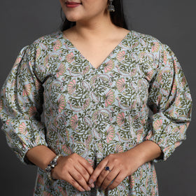 Buy Blue Flared Cotton Jaipur Print Dress