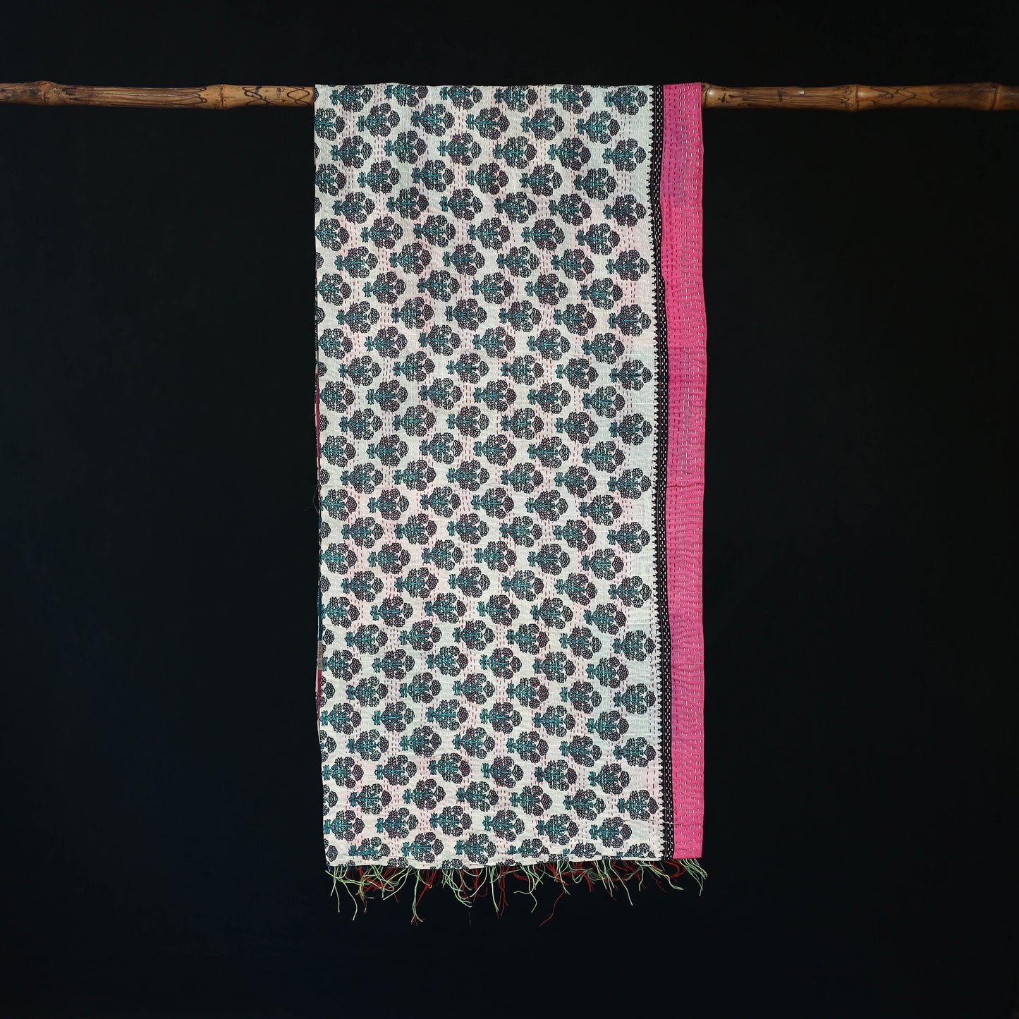 Bengal Kantha Handwork Patchwork Reversible Silk Stole 274