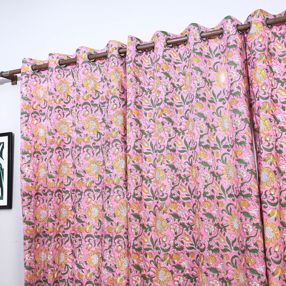 Sanganeri Block Printed Cotton Window Curtain