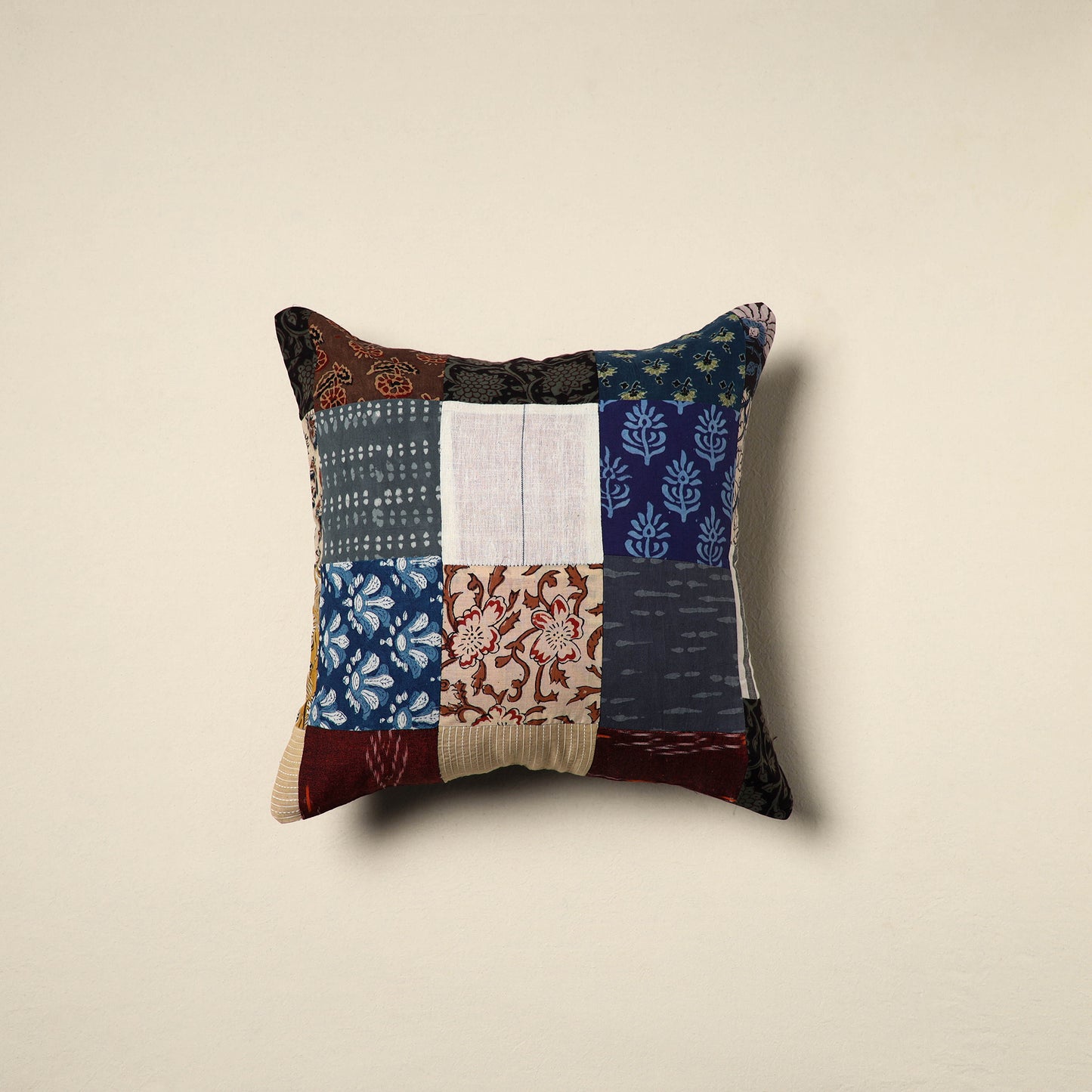Multicolor Handcrafted Cotton Patchwork Cushion Cover