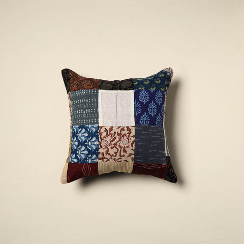 Multicolor Handcrafted Cotton Patchwork Cushion Cover