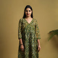 Buy Green Flared Cotton Batik Print Dress Online