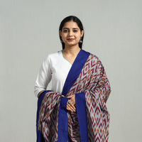 Blue - Handloom Mercerized Cotton Pochampally Ikat Dupatta 05