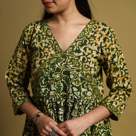 Buy Green Flared Cotton Batik Print Dress Online