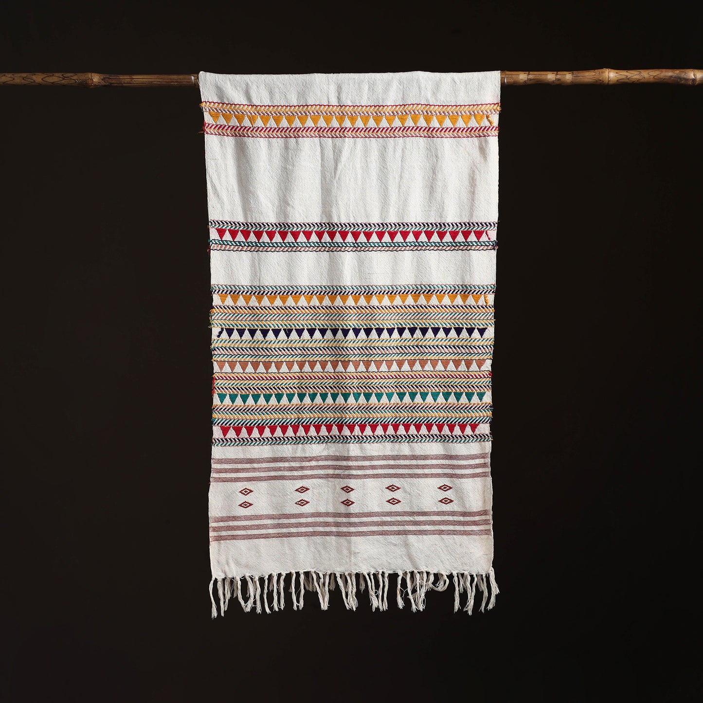 Orissa Tribal Kapadaganda Hand Embroidered Pure Handwoven Cotton Stole 12