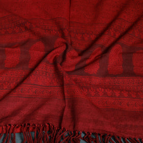 Handwoven Merino Wool Natural Dyed Bagh Hand Block Print Stole 23
