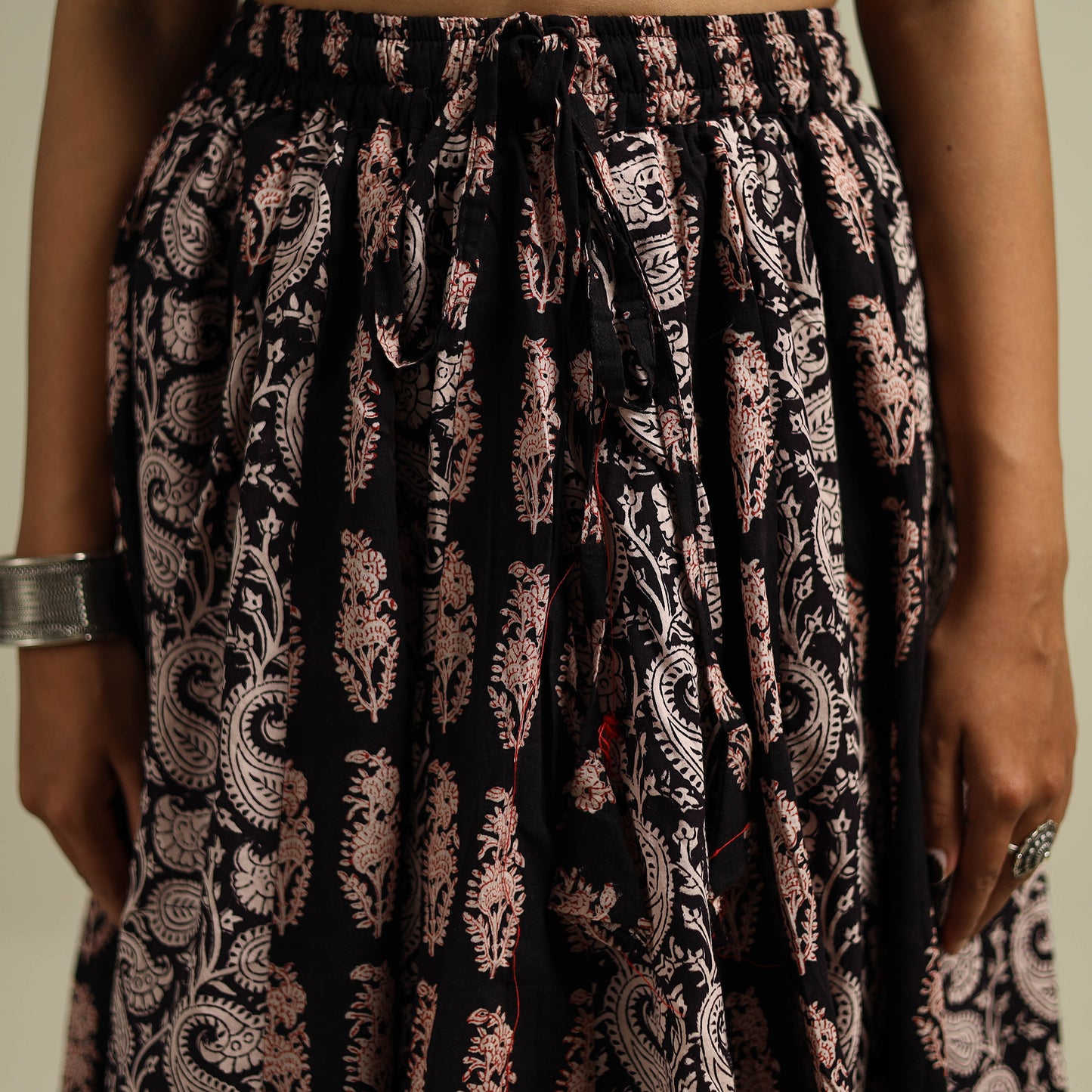 Bagh Hand Block Print 24 Kali Patchwork Cotton Long Skirt 24