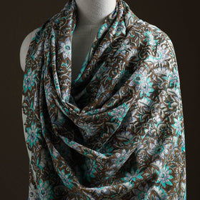 Floral Sanganeri Print Pure Merino Wool Handwoven Shawl 61