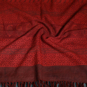 Handwoven Merino Wool Natural Dyed Bagh Hand Block Print Stole 24