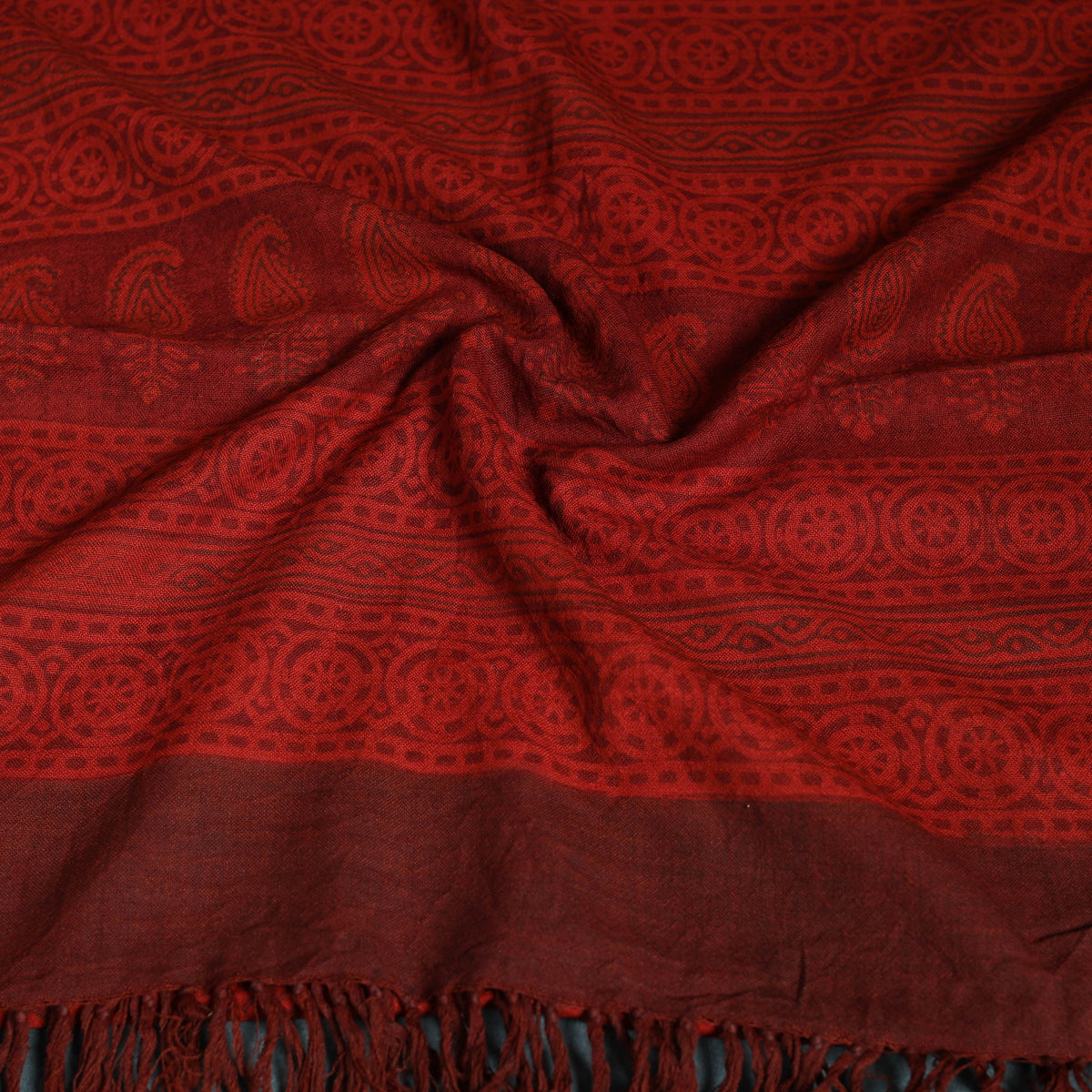 Handwoven Merino Wool Natural Dyed Bagh Hand Block Print Stole 25
