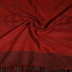 Handwoven Merino Wool Natural Dyed Bagh Hand Block Print Stole 25