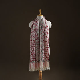 Floral Sanganeri Print Pure Merino Wool Handwoven Shawl 62