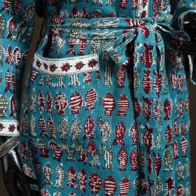 Sanganeri Hand Block Print Waffle Weave Cotton Bath Robe 36