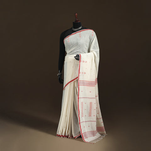Phulia Jamdani Pure Handloom Cotton Saree with Tassels (Count 92/40) 44