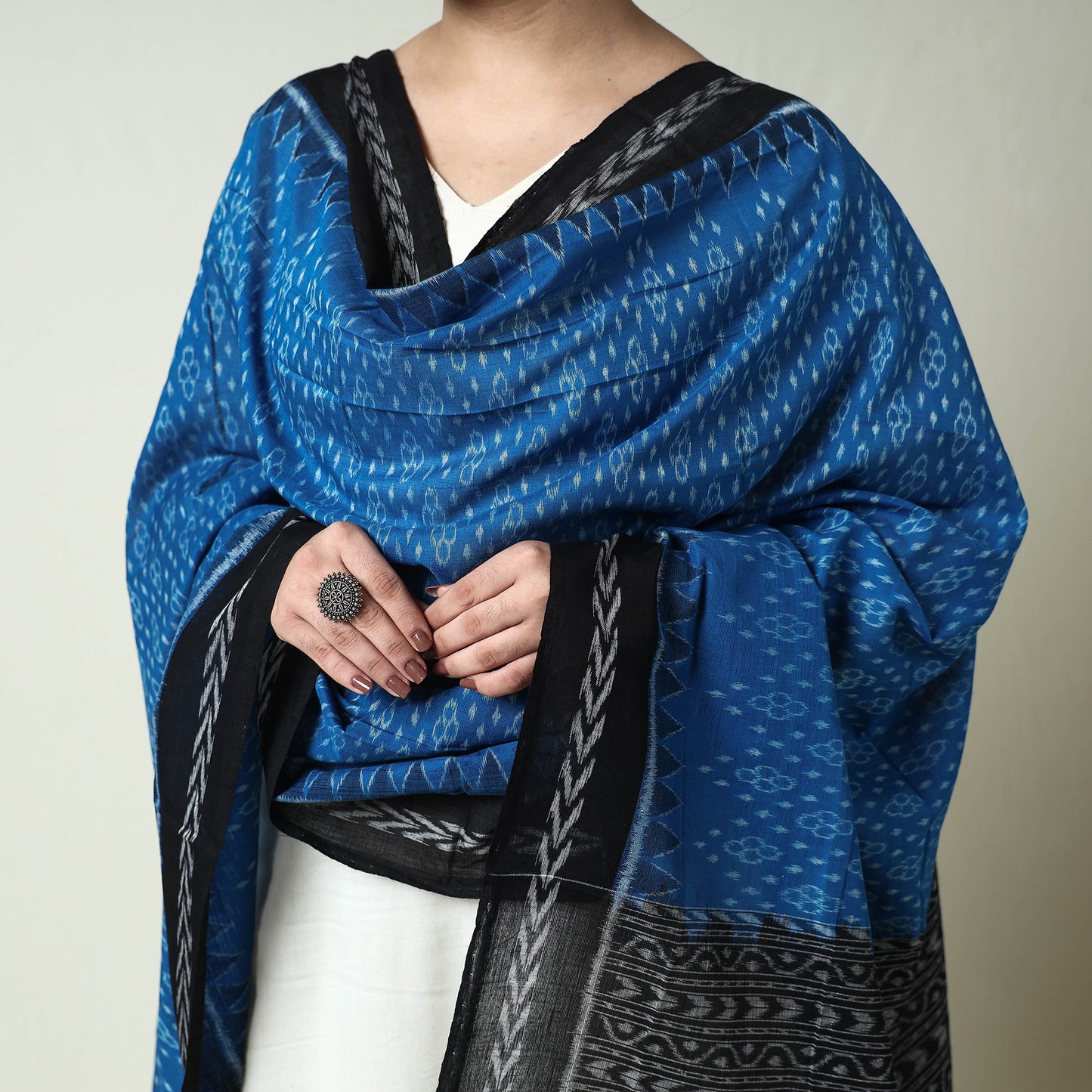 Blue - Sambalpuri Ikat Weave Handloom Cotton Dupatta