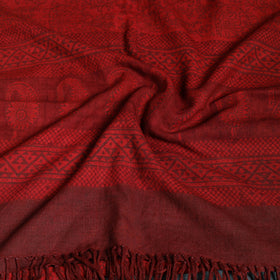 Handwoven Merino Wool Natural Dyed Bagh Hand Block Print Stole 27