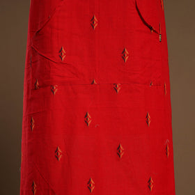 Buy Red Jacquard Weaving Cotton Apron with Pocket