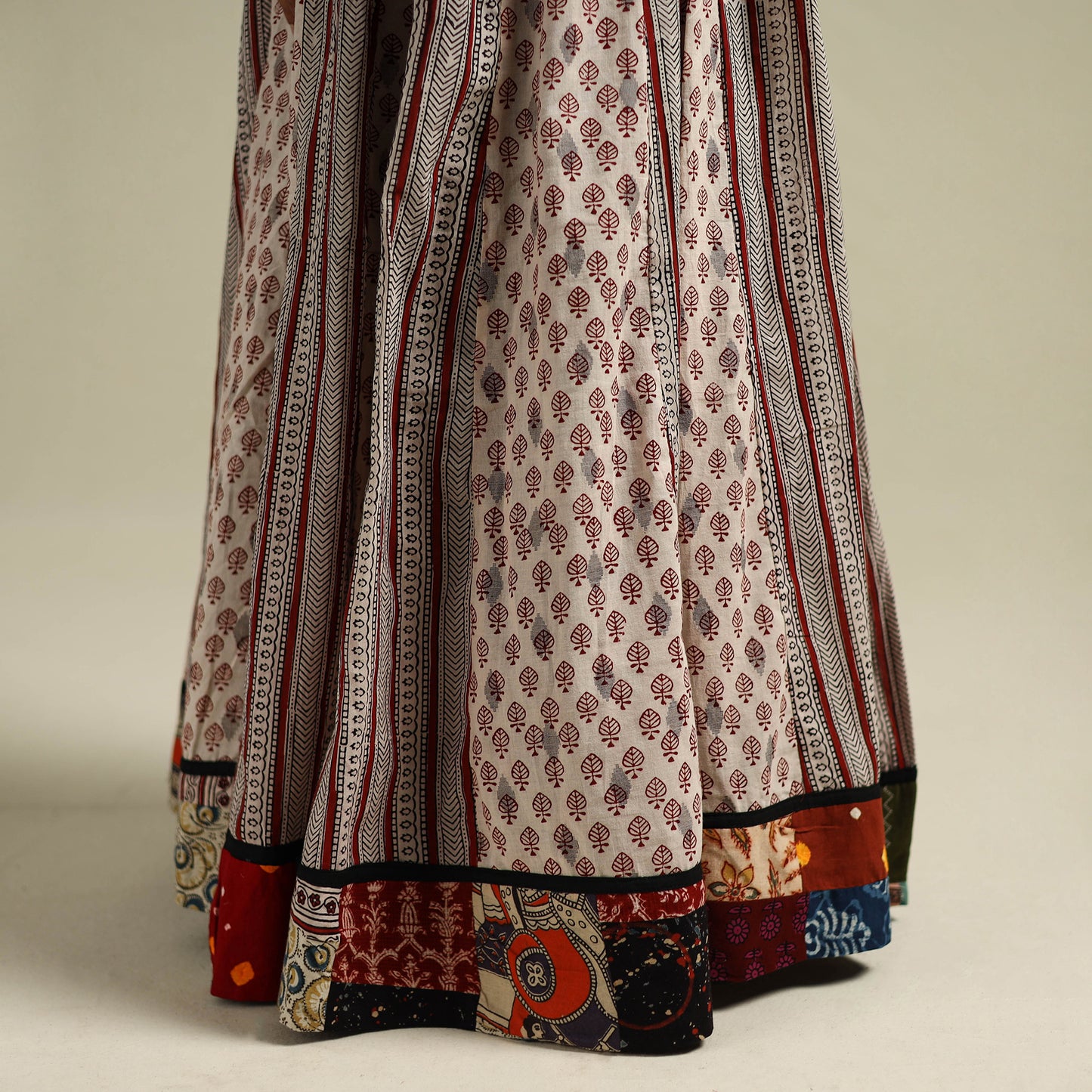 Bagh Hand Block Print 24 Kali Patchwork Cotton Long Skirt 25