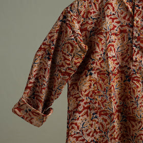 Hand Block Print Natural Dyed Cotton Short Kalamkari Kurta for Men 05