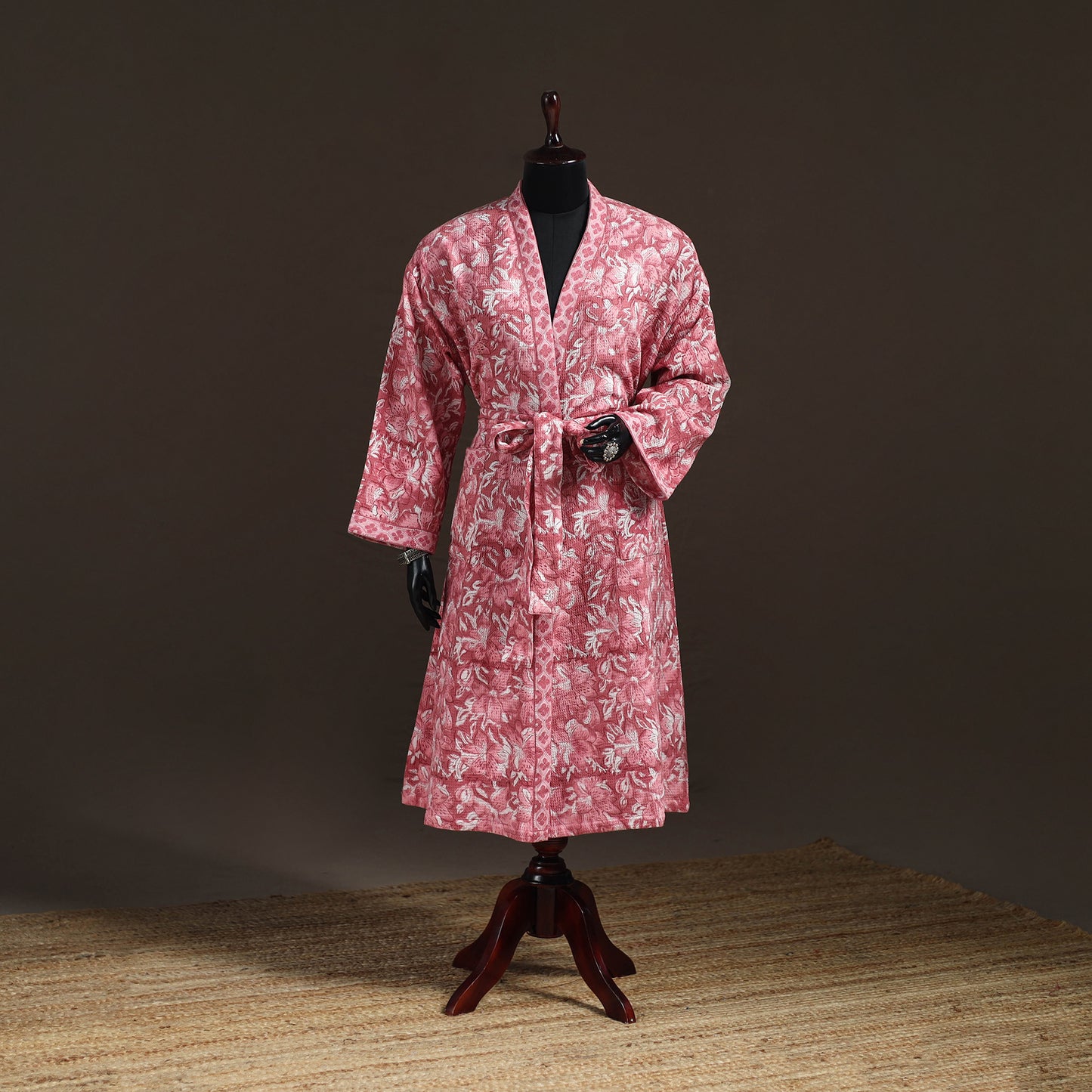 Sanganeri Hand Block Print Waffle Weave Cotton Bath Robe 37