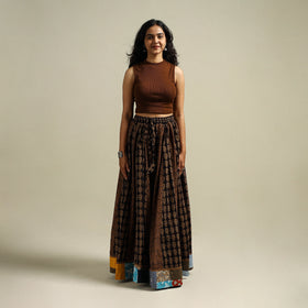 Bagh Hand Block Print 24 Kali Patchwork Cotton Long Skirt 26