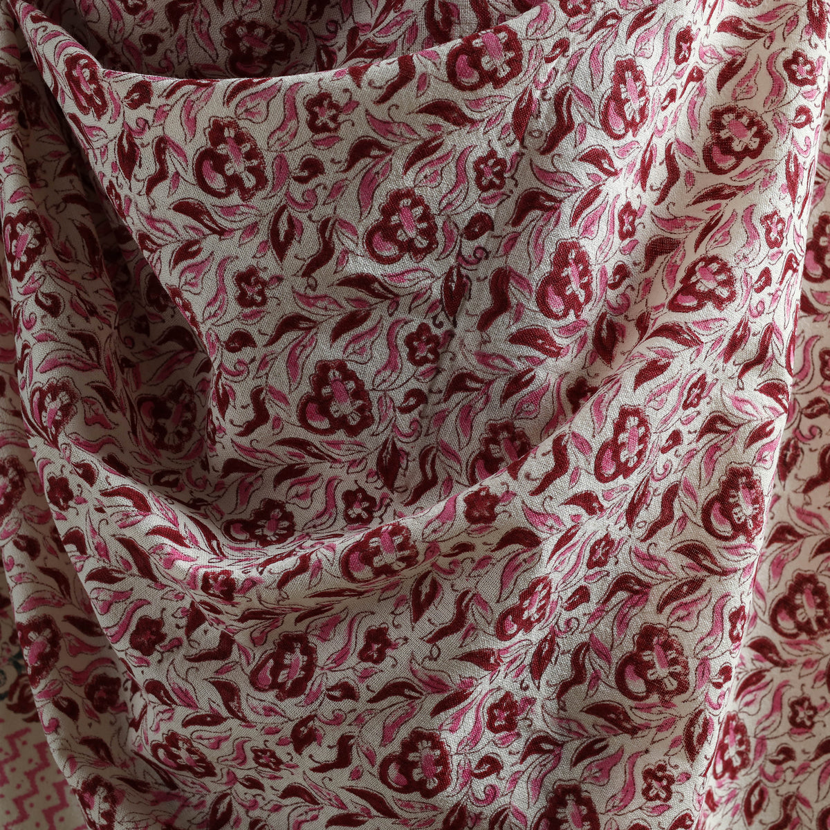 Floral Sanganeri Print Pure Merino Wool Handwoven Shawl 62