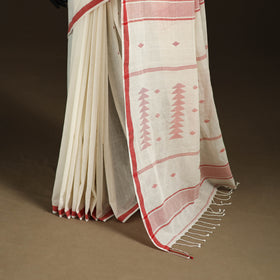 Phulia Jamdani Pure Handloom Cotton Saree with Tassels (Count 92/40) 44