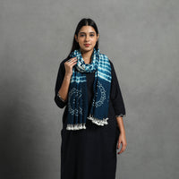 Blue - Kutch Handwoven Merino Wool Shibori & Bandhani Stole 10