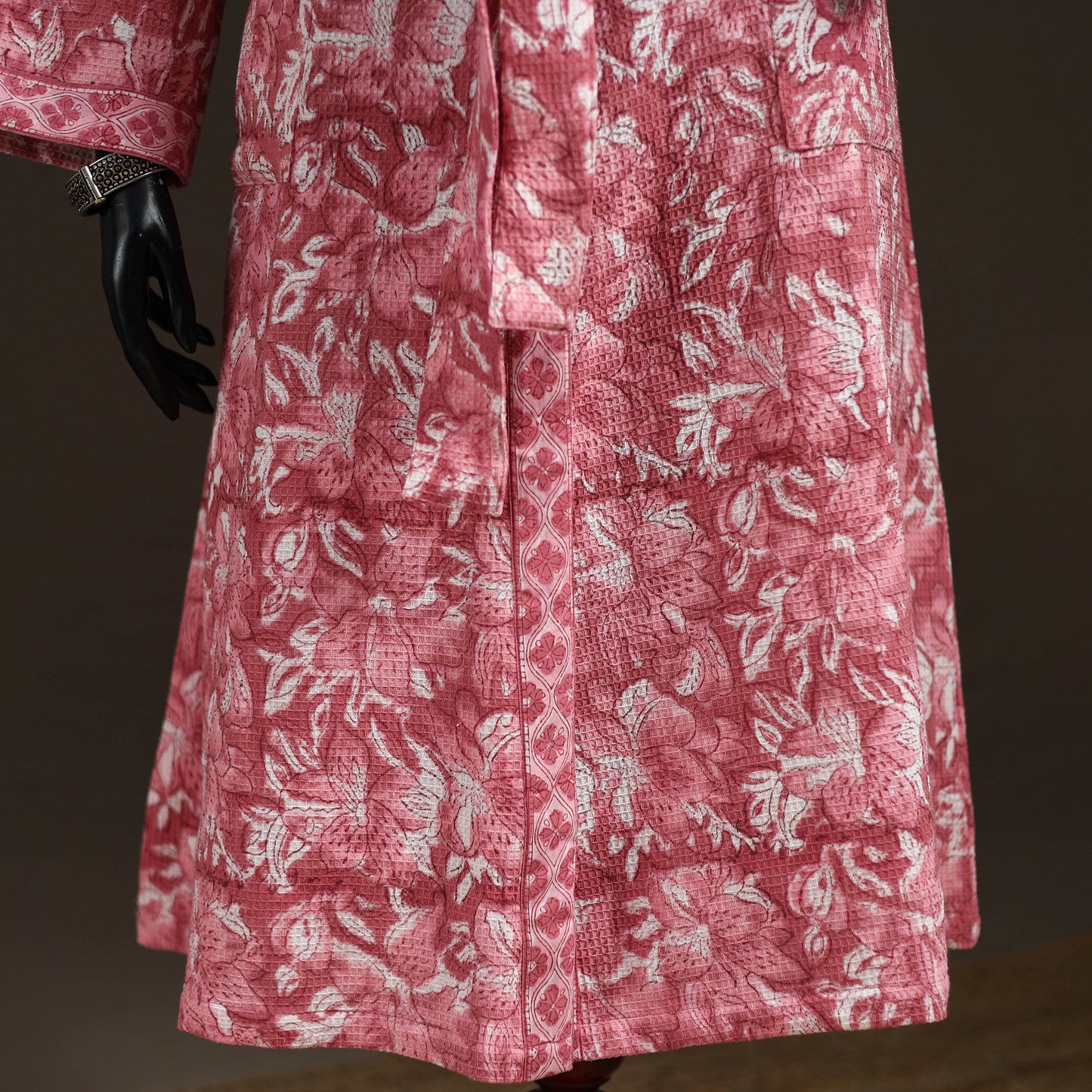 Sanganeri Hand Block Print Waffle Weave Cotton Bath Robe 37