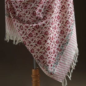 Floral Sanganeri Print Pure Merino Wool Handwoven Shawl 62