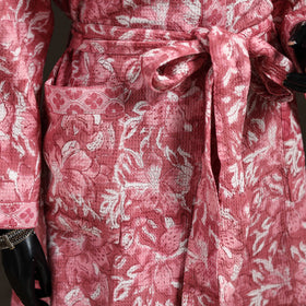 Sanganeri Hand Block Print Waffle Weave Cotton Bath Robe 37