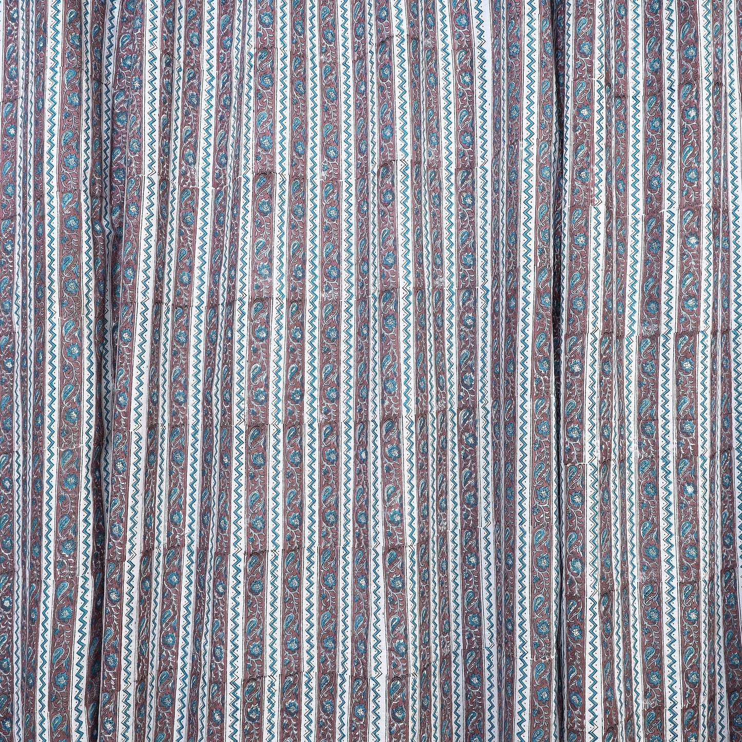 Brown - Sanganeri Block Printed Cotton Window Curtain (5 x 3 Feet) (Single Piece)